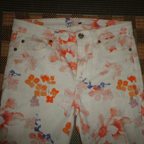 NWOT 7 For All Mankind Straight Leg Jeans 27 Floral Print - Picture 6 of 14